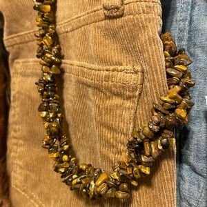 Tigers eye necklace chunky triple strand woven vintage gorgeous